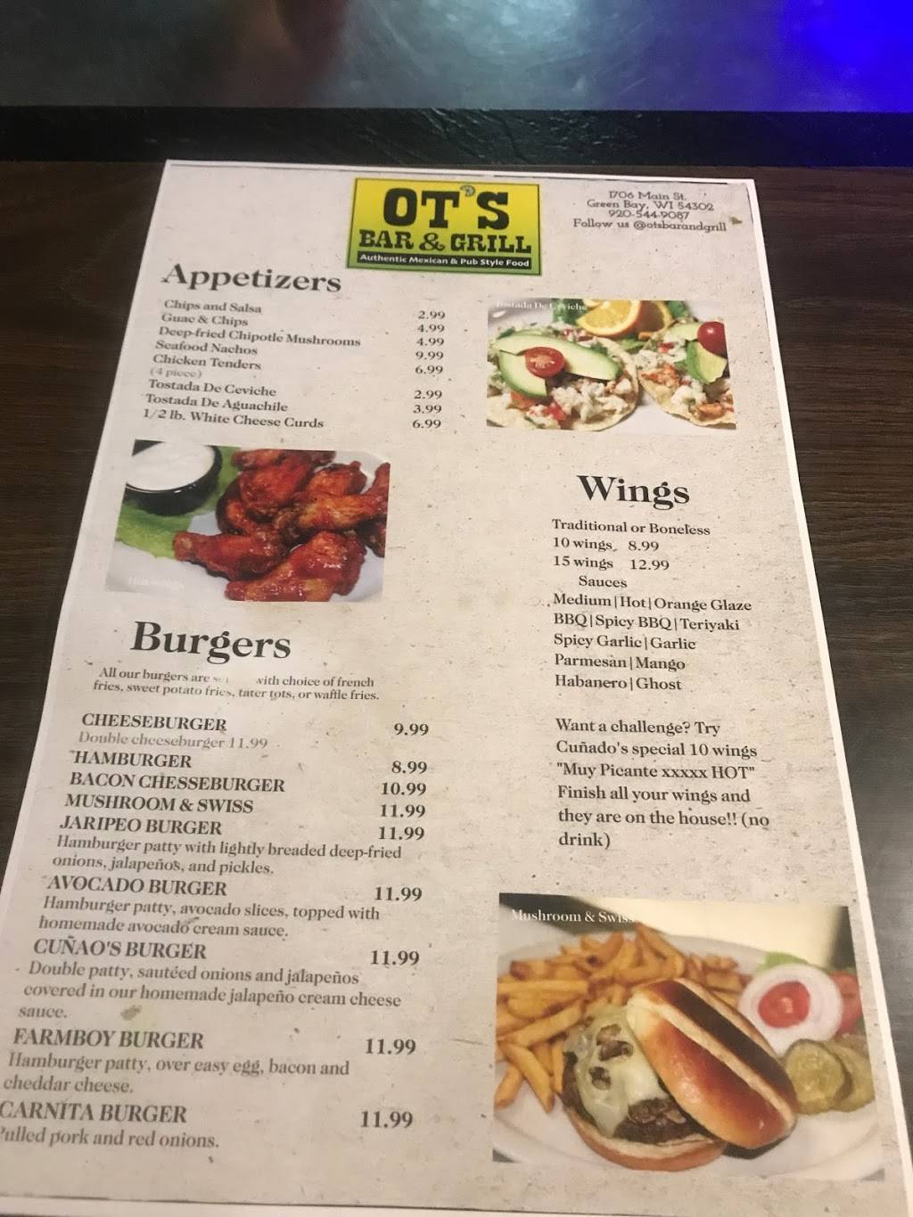 OT’S Bar & Grill | restaurant | 1706 Main St, Green Bay, WI 54302, USA | 9205449087 OR +1 920-544-9087