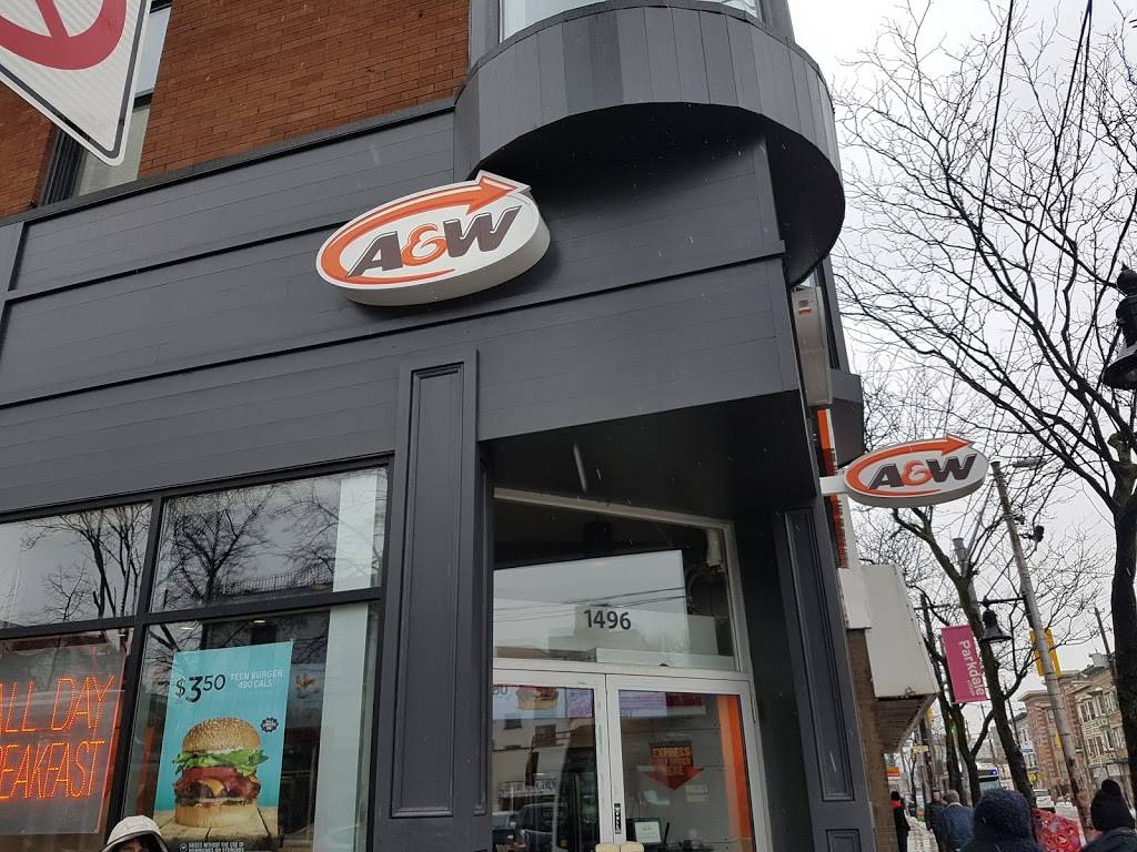 A&W Canada | restaurant | 1496 Queen St W, Toronto, ON M6R 1A1, Canada | 4165342400 OR +1 416-534-2400