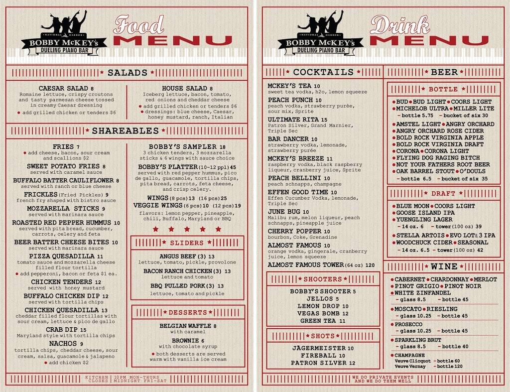 Bobby McKeys Dueling Piano Bar | night club | 172 Fleet St, National Harbor, MD 20745, USA | 3016022209 OR +1 301-602-2209