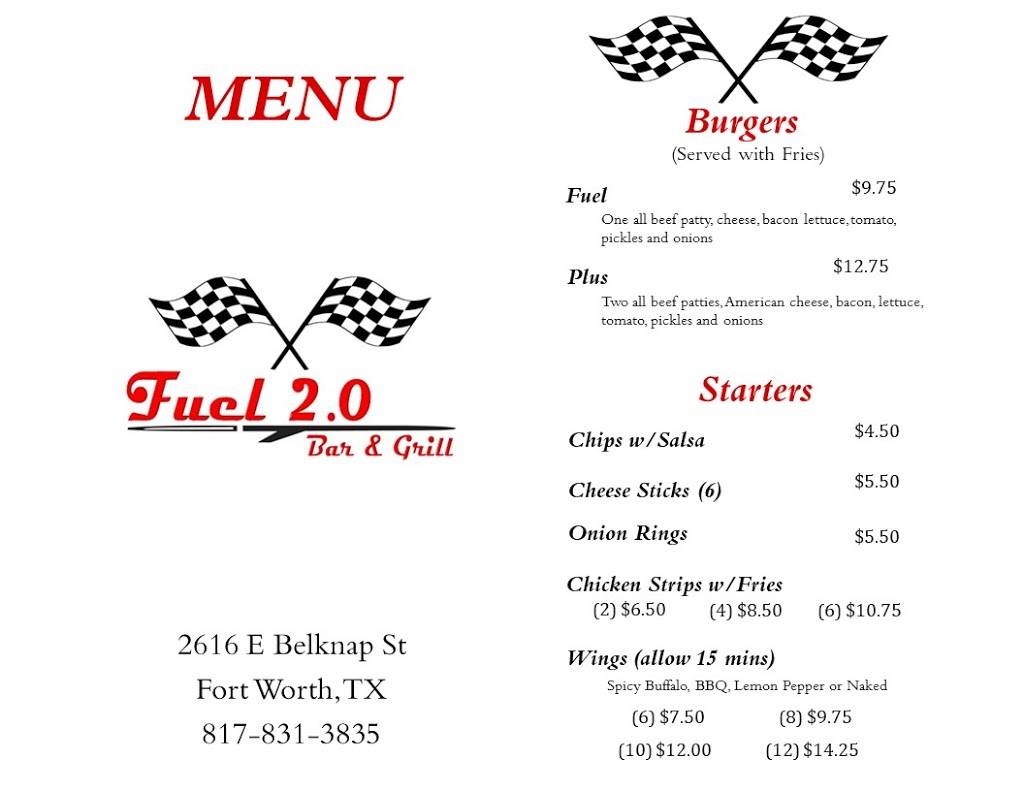 Fuel 2.0 Bar & Grill | restaurant | 2616 E Belknap St, Fort Worth, TX 76111, USA | 8178313835 OR +1 817-831-3835