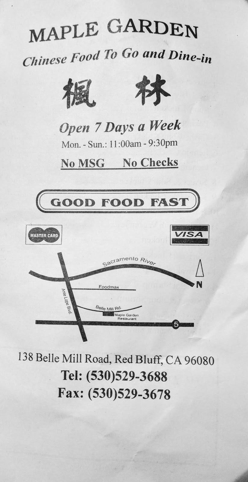 Maple Gardens | restaurant | 138 Belle Mill Rd, Red Bluff, CA 96080, USA | 5305293688 OR +1 530-529-3688
