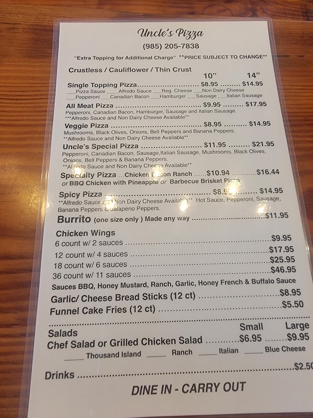 Uncle’s Pizza and Marketplace | restaurant | 215 Louisiana Ave, Bogalusa, LA 70427, USA | 9852057838 OR +1 985-205-7838