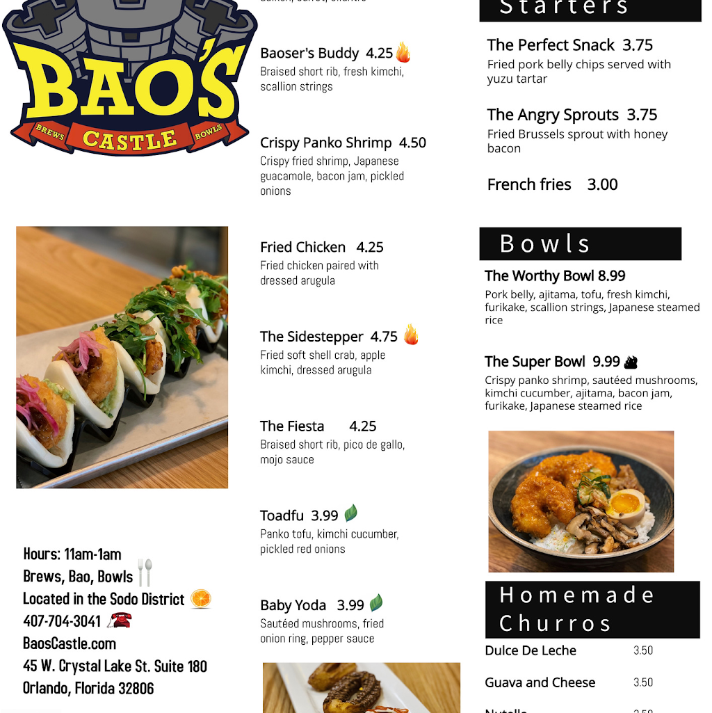 Baos Castle | restaurant | 45 W Crystal Lake St Suite 180, Orlando, FL 32806, USA | 4077043041 OR +1 407-704-3041
