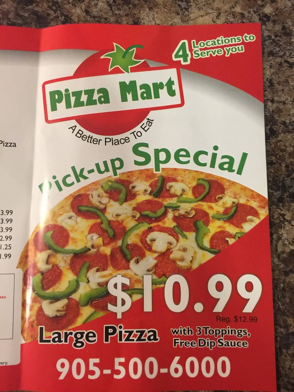 Pizza Mart | restaurant | 4550 Ebenezer Rd, Brampton, ON L6P 2R2, Canada | 9055006000 OR +1 905-500-6000