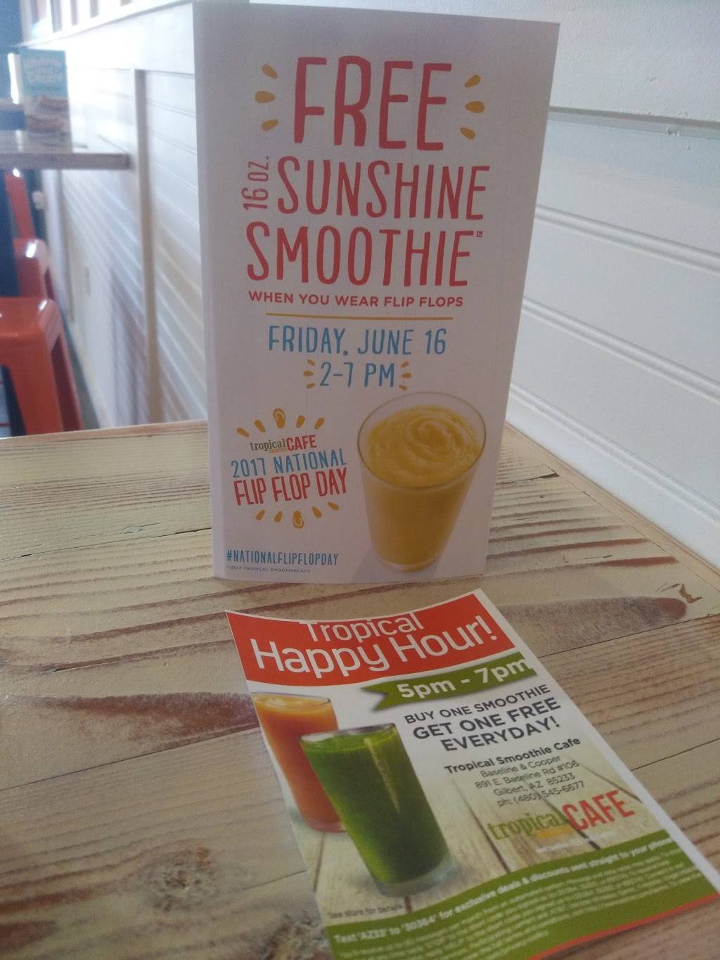 Tropical Smoothie Cafe | restaurant | 891 E Baseline Rd Suite 106, Gilbert, AZ 85233, USA | 4805456677 OR +1 480-545-6677