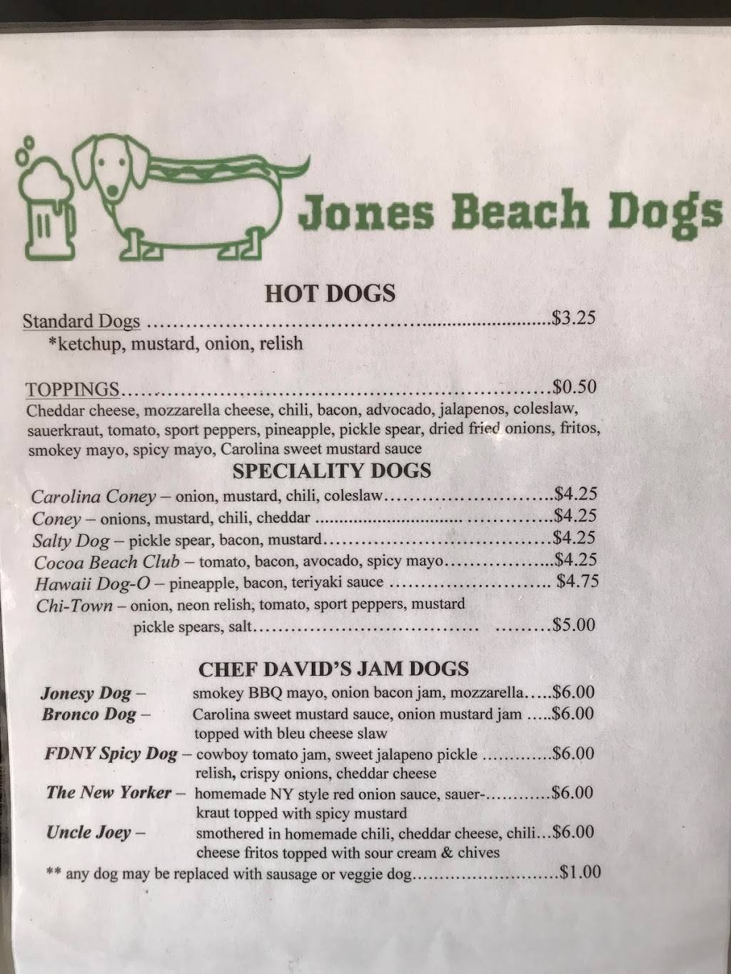 Jones Beach Dogs | restaurant | 24N, N Orlando Ave suite g, Cocoa Beach, FL 32931, USA | 3217853121 OR +1 321-785-3121