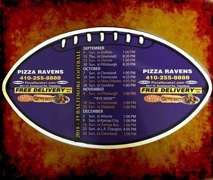 Pizza Ravens | restaurant | 8611 Fort Smallwood Rd D, Pasadena, MD 21122, USA | 4102558888 OR +1 410-255-8888