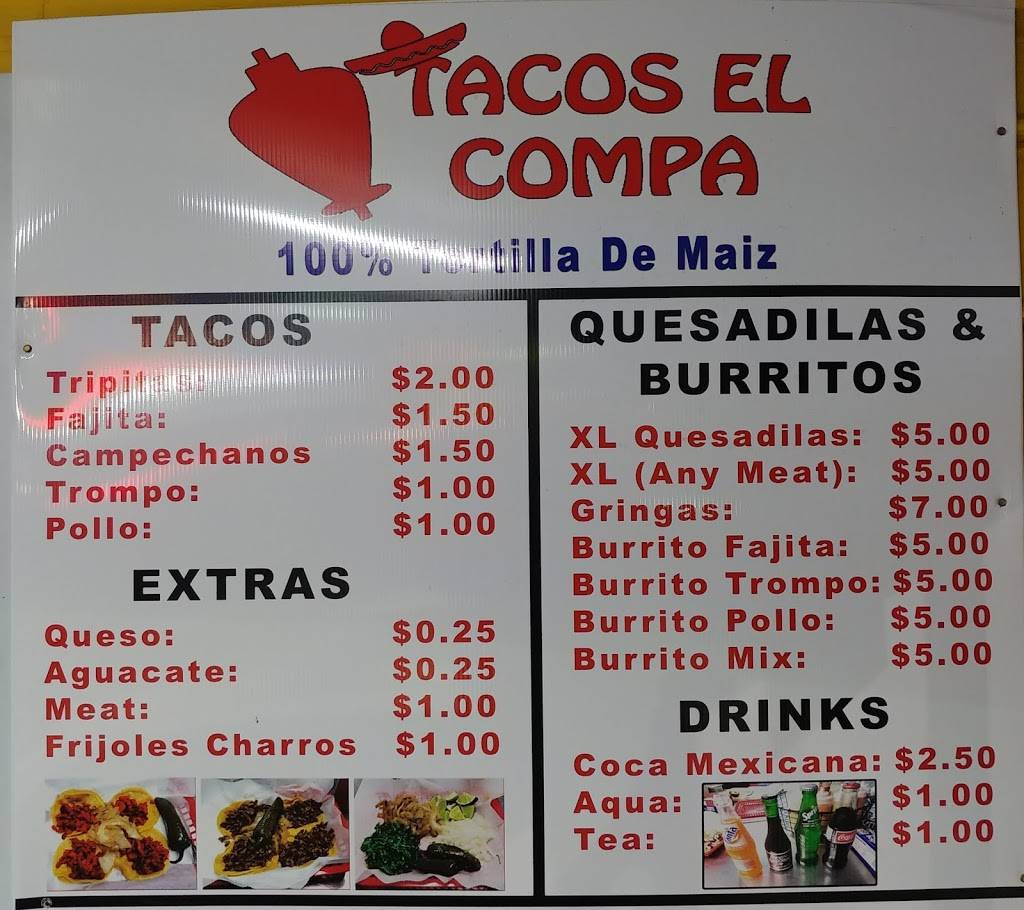 Tacos El Compa | restaurant | 6263 Barker Cypress Rd, Houston, TX 77084, USA | 3462180170 OR +1 346-218-0170