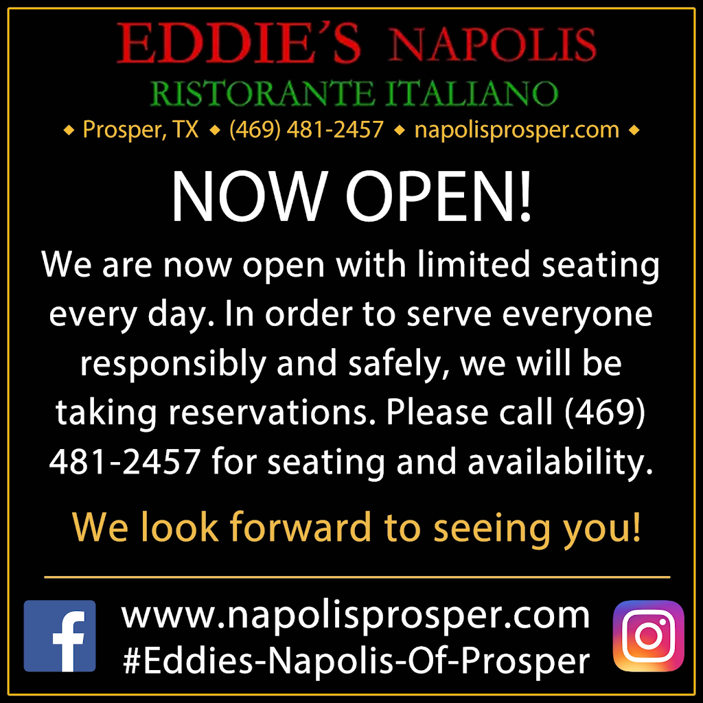 Eddie’s Napolis Of Prosper | restaurant | 1450 N Preston Rd Suite #10, Prosper, TX 75078, USA | 4694812457 OR +1 469-481-2457