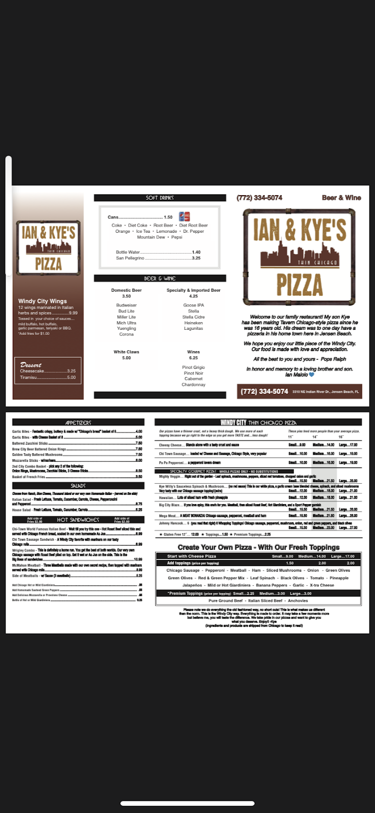 Ian & Kyes Pizza | restaurant | 3310 NE Indian River Dr, Jensen Beach, FL 34957, USA | 7723345074 OR +1 772-334-5074