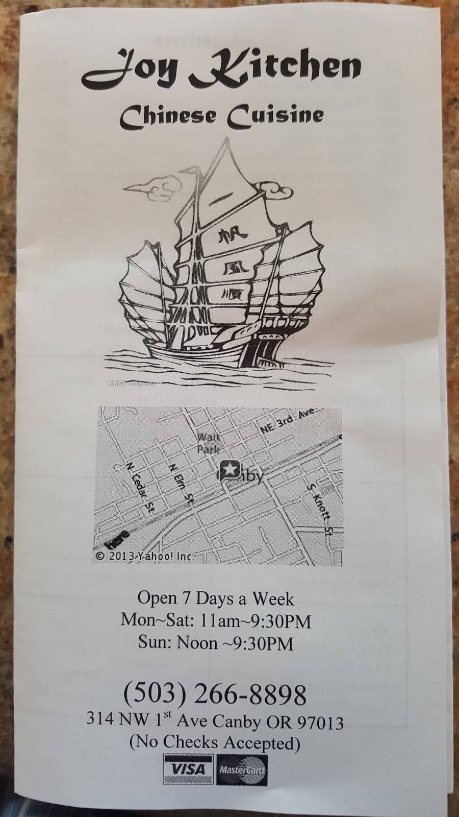 Joy Kitchen | restaurant | 314 NW 1st Ave, Canby, OR 97013, USA | 5032668898 OR +1 503-266-8898