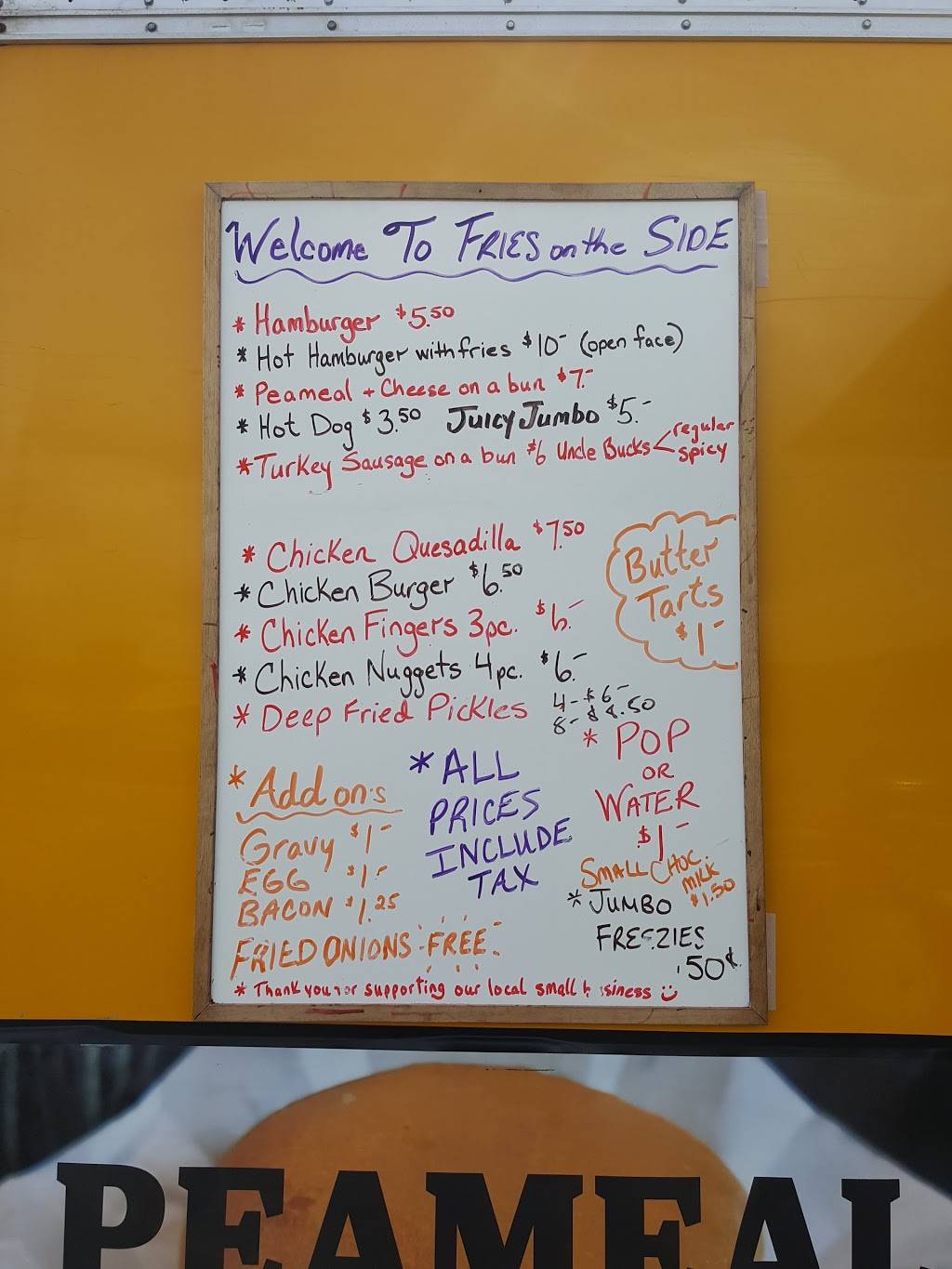 Fries on the Side | restaurant | 515 Main St N, Mount Forest, ON N0G 2L1, Canada | 5193135555 OR +1 519-313-5555