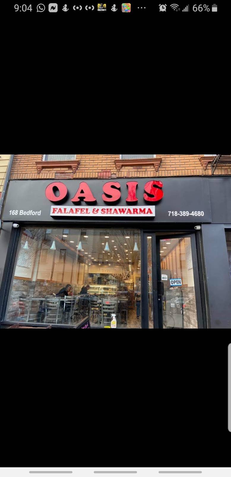 Oasis | restaurant | 168 Bedford Ave, Brooklyn, NY 11249, USA | 7183894680 OR +1 718-389-4680