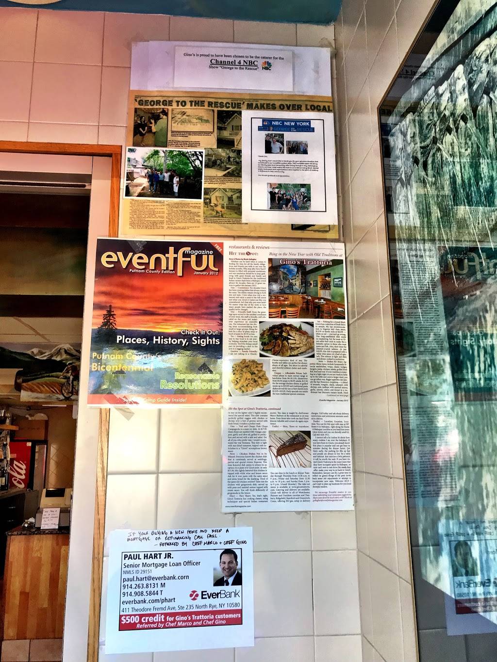 Ginos Trattoria | restaurant | 597 US-6, Mahopac, NY 10541, USA | 8456281911 OR +1 845-628-1911