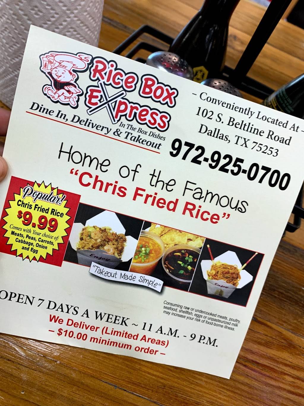 Rice Box Express | restaurant | 102 S Beltline Rd, Dallas, TX 75253, USA | 9729250700 OR +1 972-925-0700