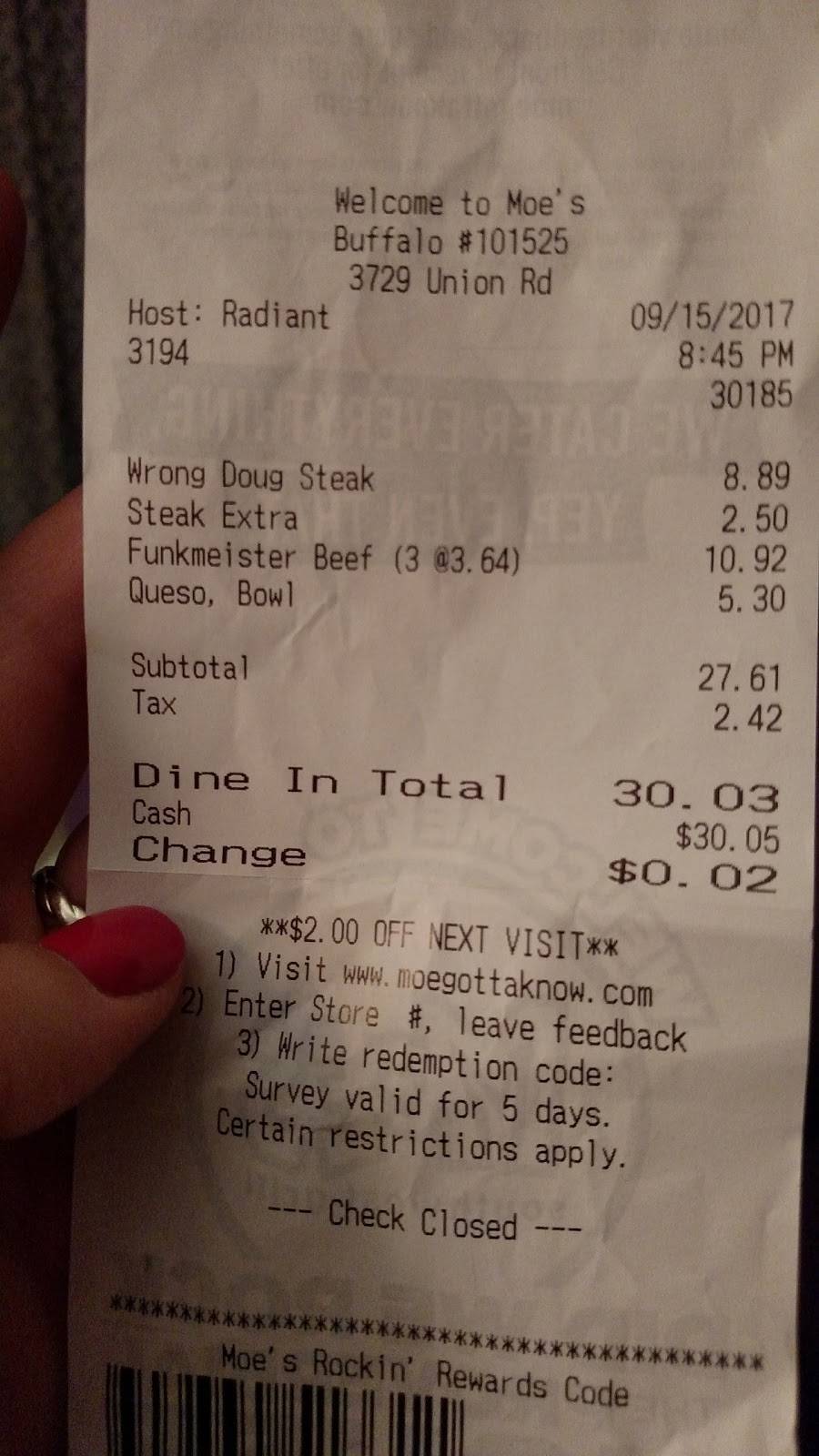 Moes Southwest Grill | restaurant | 3729 Union Rd, Cheektowaga, NY 14225, USA | 7166840576 OR +1 716-684-0576