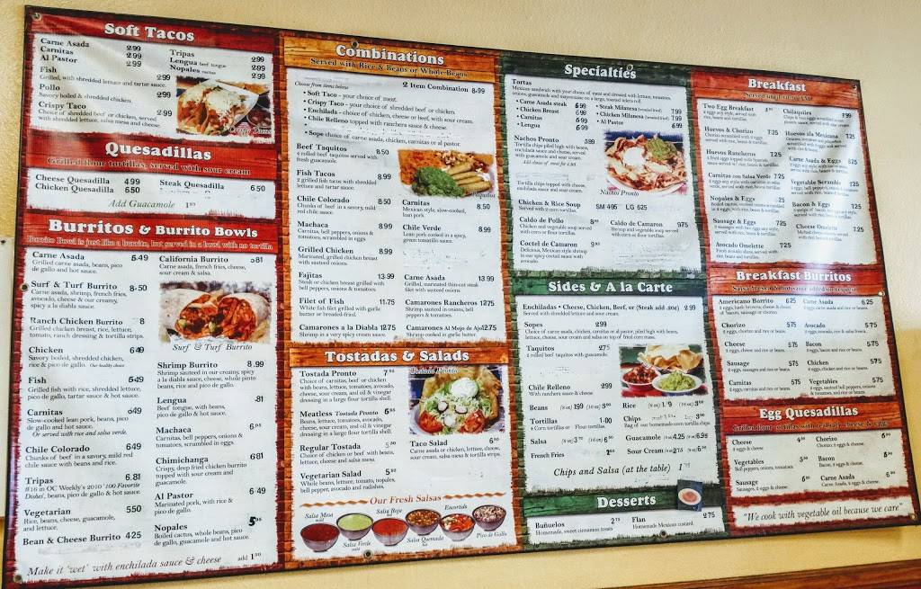 Taco Pronto | restaurant | 1714 McFadden Ave, Santa Ana, CA 92705, USA | 7145581082 OR +1 714-558-1082