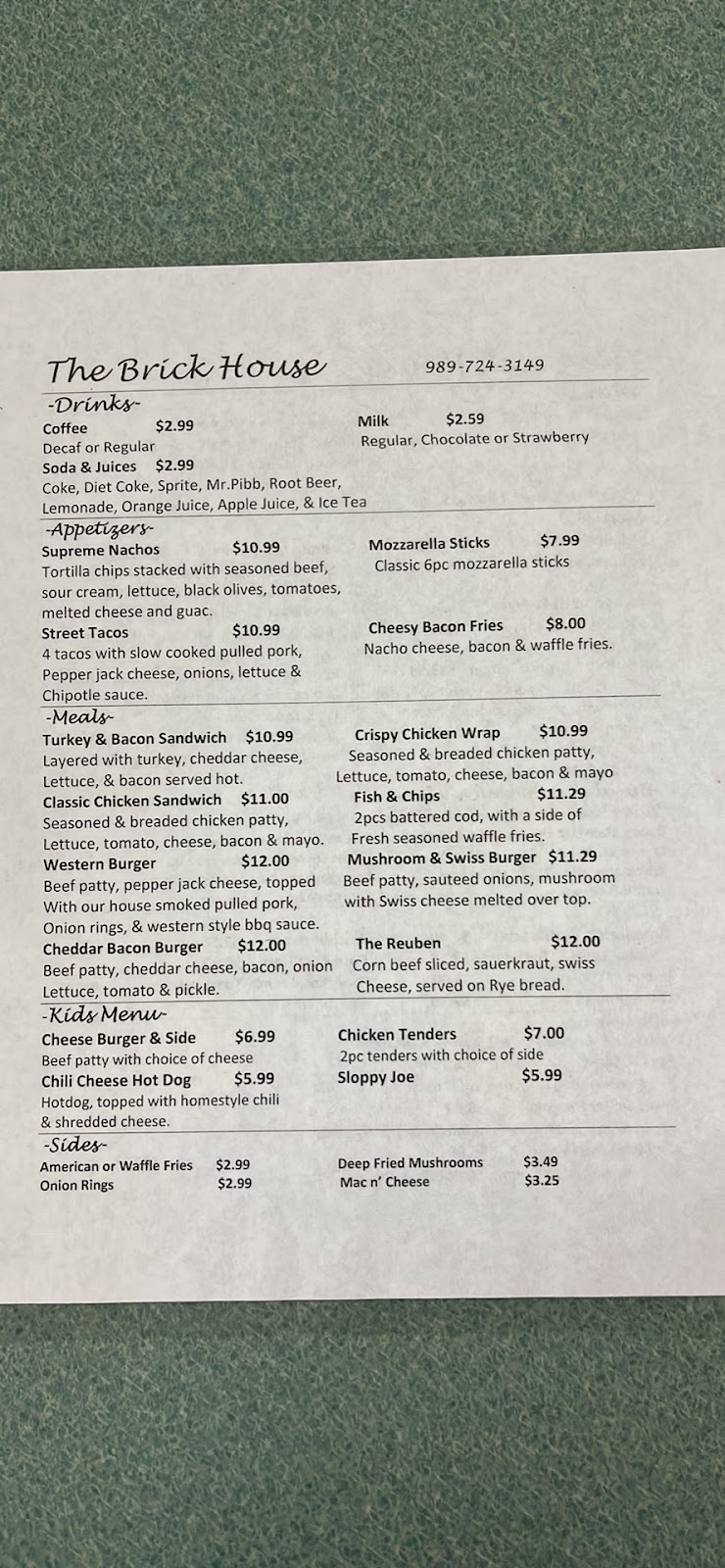 The Brick House Cafe | restaurant | 105 S State St, Harrisville, MI 48740, USA | 9897243149 OR +1 989-724-3149