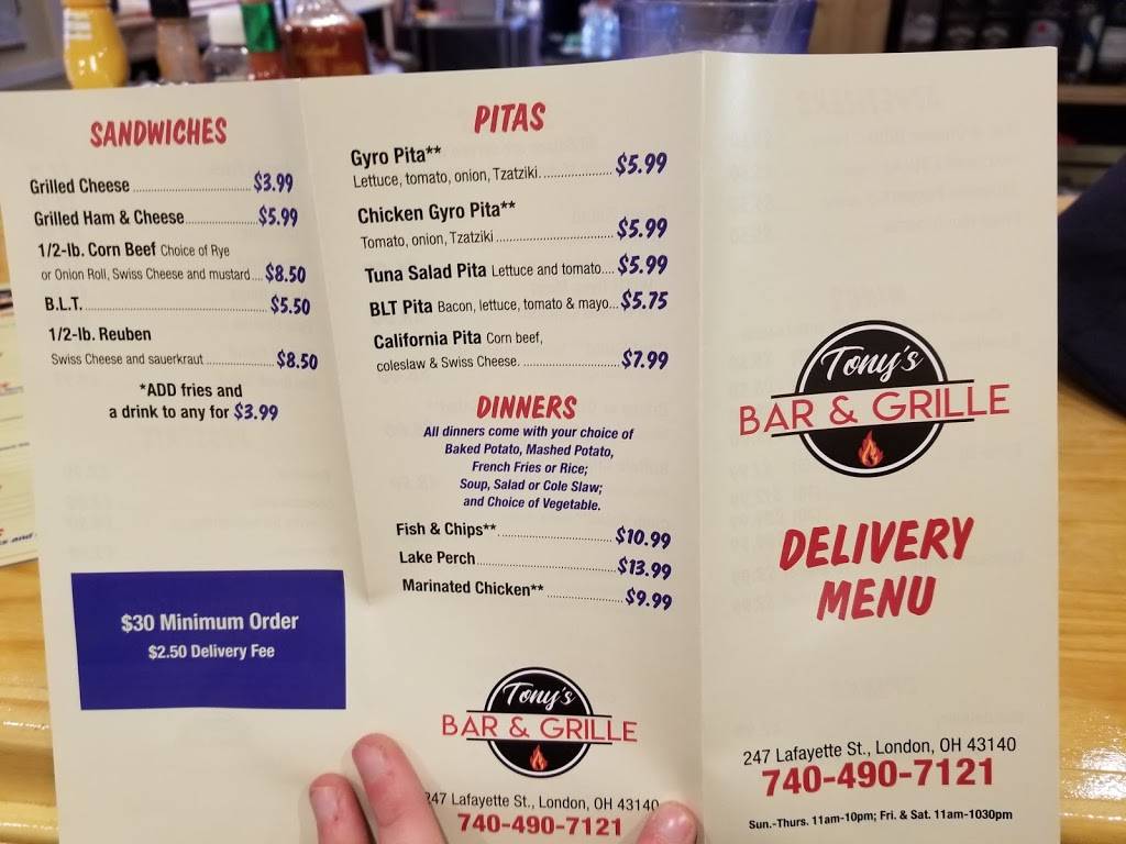 Tonys Bar & Grille | restaurant | 247 Lafayette St, London, OH 43140, USA | 7404907121 OR +1 740-490-7121