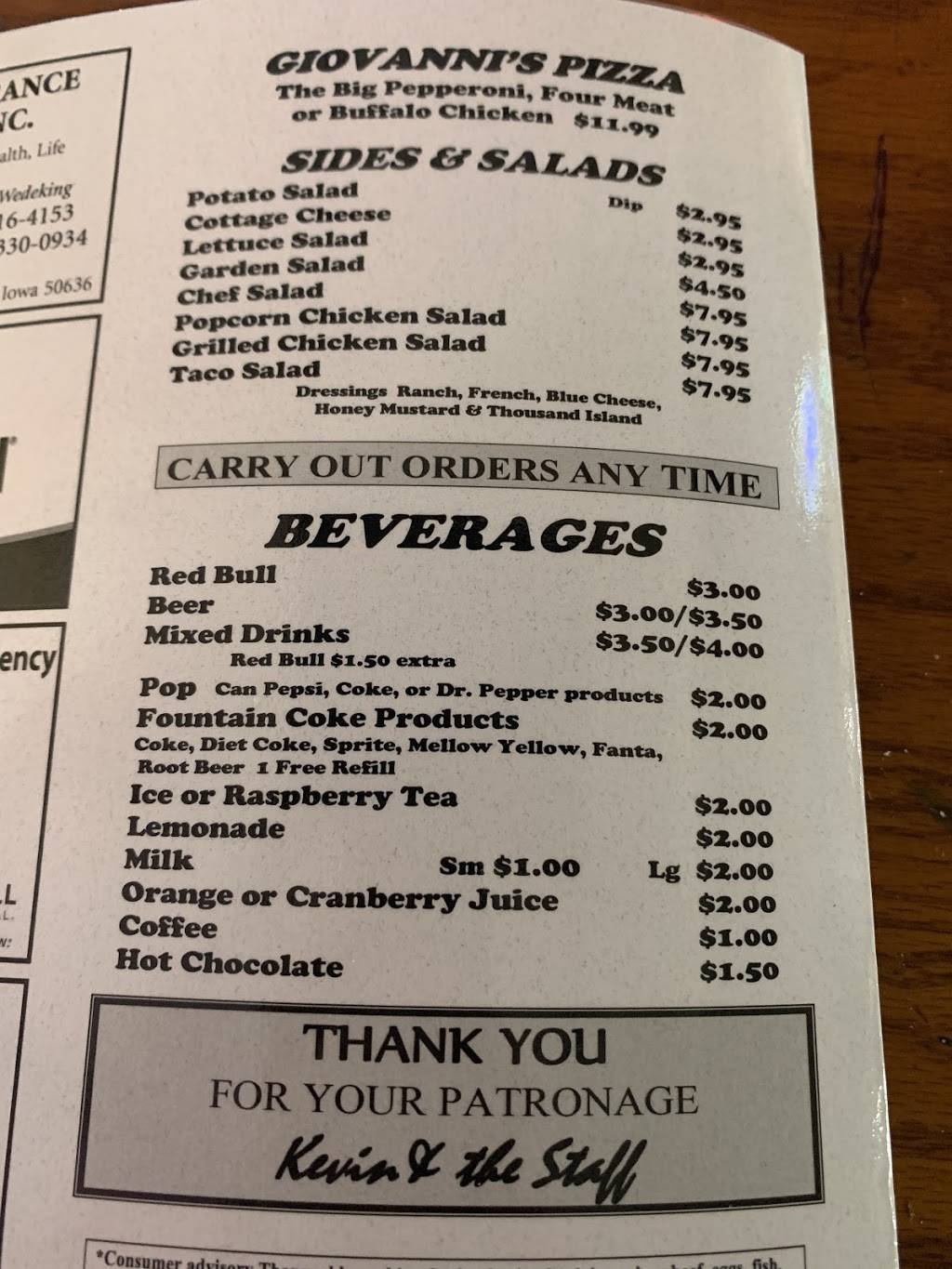 TJs Bar & Grill | restaurant | 123 E Traer St, Greene, IA 50636, USA | 6418164214 OR +1 641-816-4214