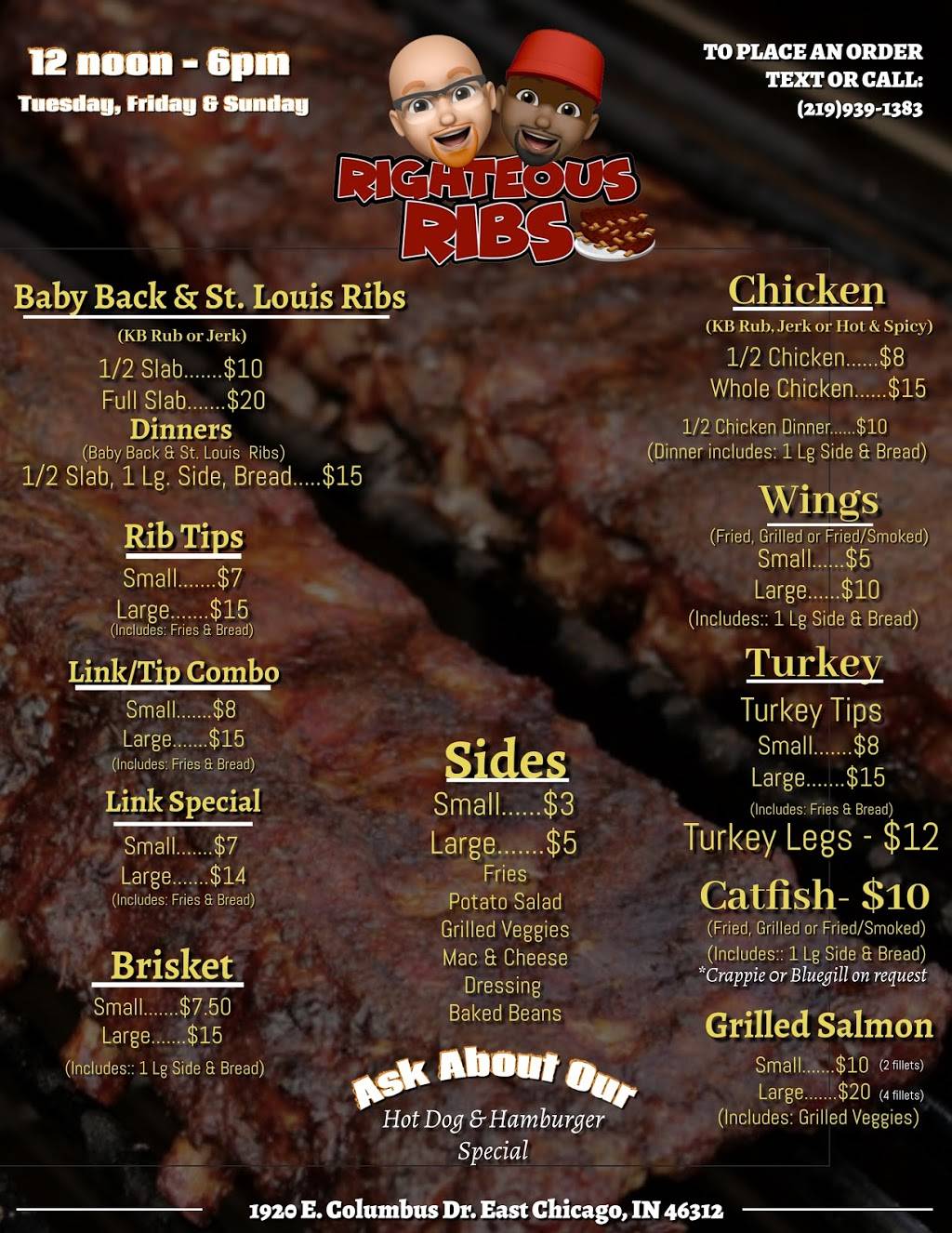 Righteous Ribs | restaurant | 500 E 5th Ave, Gary, IN 46402, USA | 2199391383 OR +1 219-939-1383