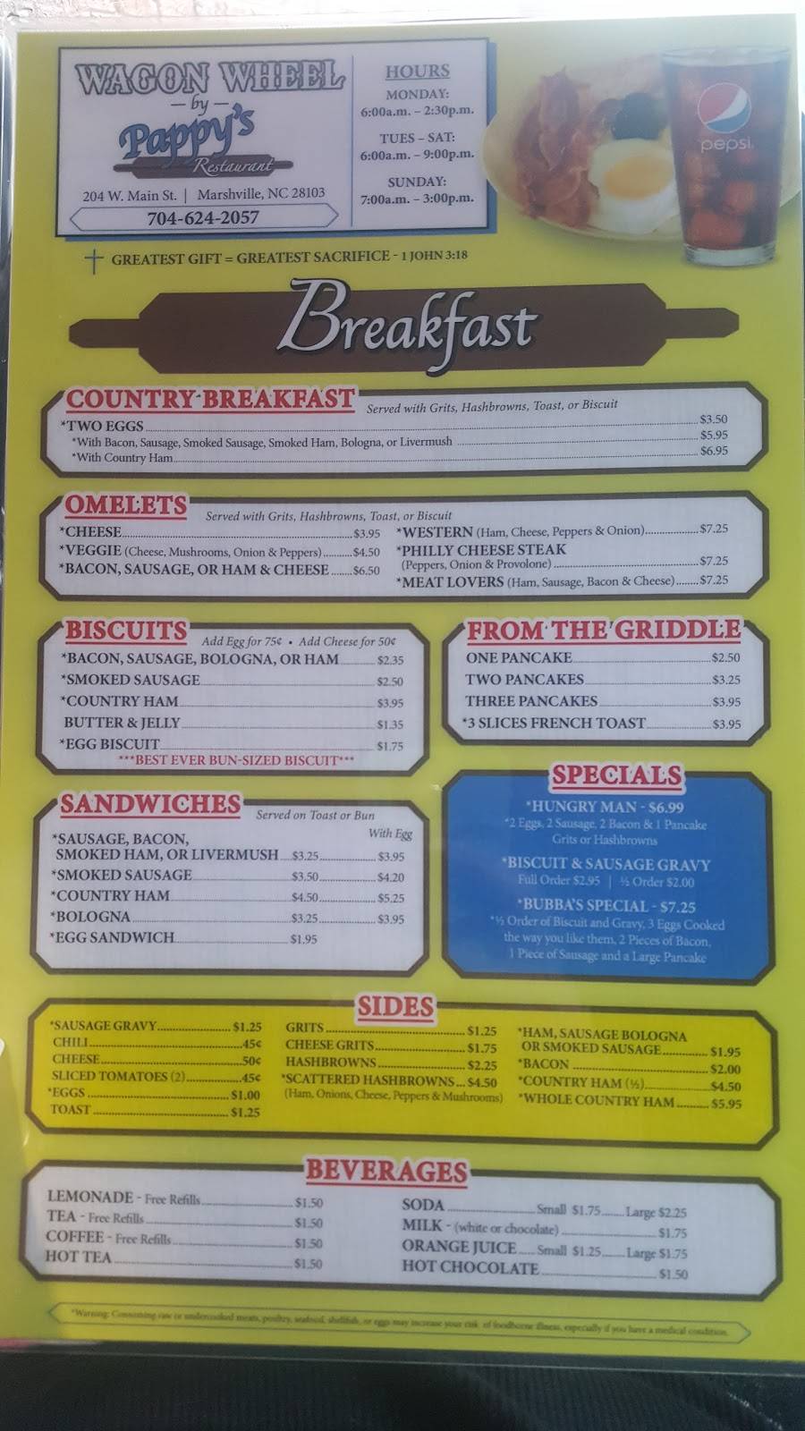 Christines Wagon Wheel | restaurant | 204 W Main St, Marshville, NC 28103, USA | 7046242057 OR +1 704-624-2057