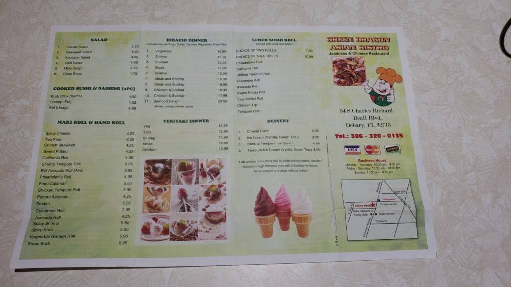 Green Dragon Asian Bistro | restaurant | 54 S Charles Richard Beall Blvd, DeBary, FL 32713, USA | 3863200135 OR +1 386-320-0135