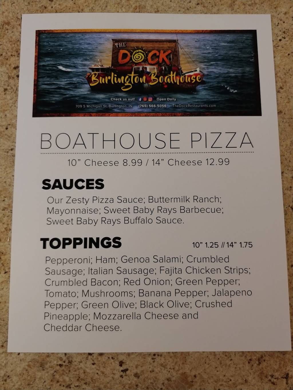 Burlington Boathouse | restaurant | 709 S Michigan St, Burlington, IN 46915, USA | 7655665056 OR +1 765-566-5056