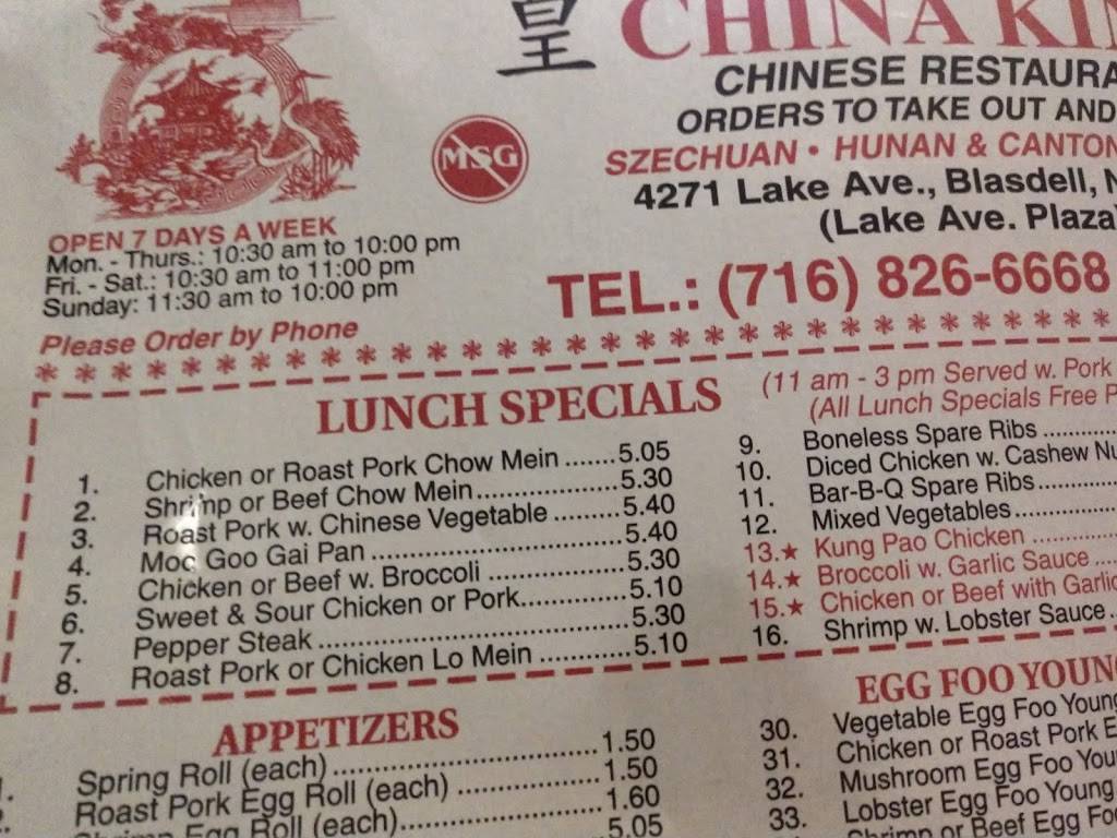 China King Restaurant | restaurant | 4271 Lake Ave #9, Buffalo, NY 14219, USA | 7168266668 OR +1 716-826-6668