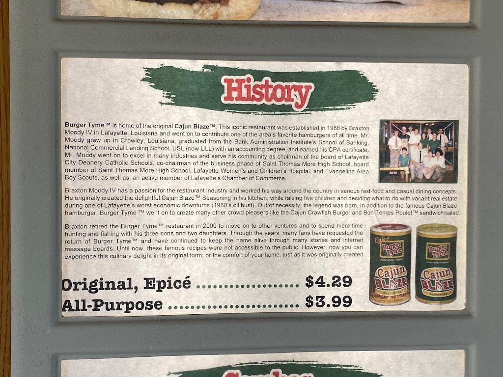 Burger Tyme | restaurant | 3300 Johnston St, Lafayette, LA 70503, USA | 3372477230 OR +1 337-247-7230
