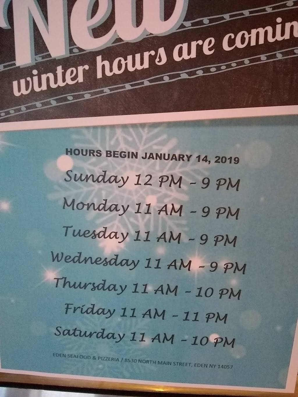 Eden Seafoods & Pizzeria | restaurant | 8530 N Main St, Eden, NY 14057, USA | 7169929020 OR +1 716-992-9020