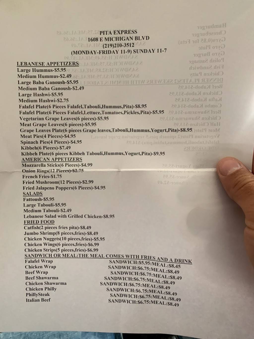 Pita Express | restaurant | 1600 E Michigan Blvd, Michigan City, IN 46360, USA | 2192103512 OR +1 219-210-3512