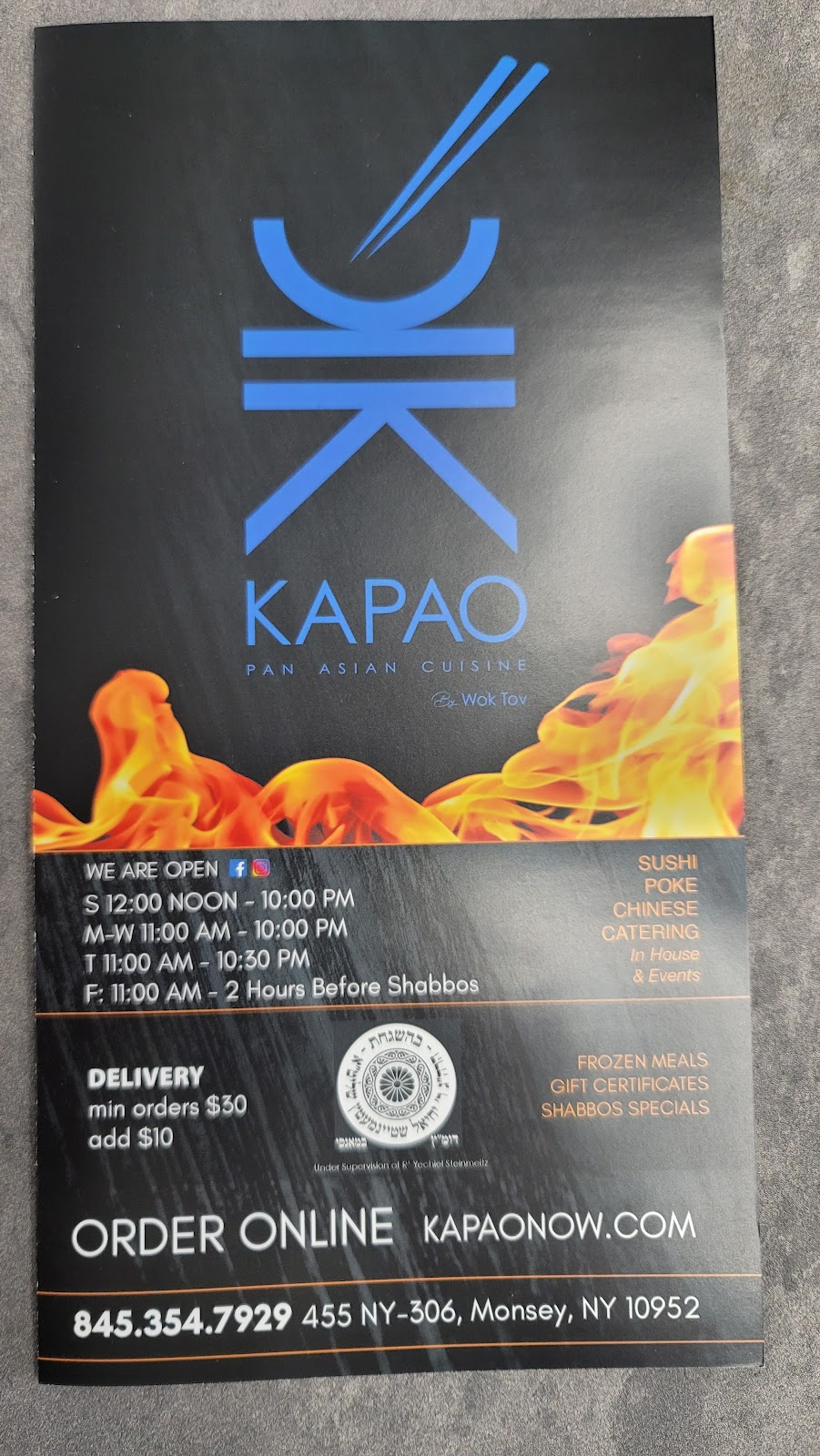 KAPAO BY WOK TOV | restaurant | 455 NY-306, Monsey, NY 10952, USA | 8453547929 OR +1 845-354-7929