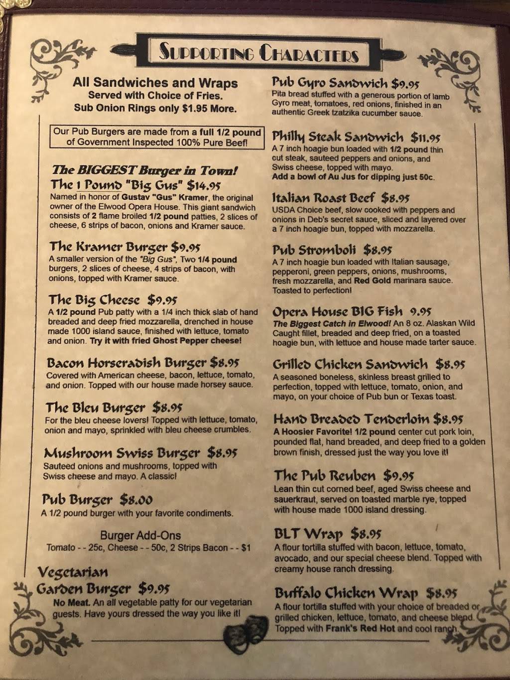 Opera House Pub | restaurant | 200 S Anderson St, Elwood, IN 46036, USA | 7655572224 OR +1 765-557-2224