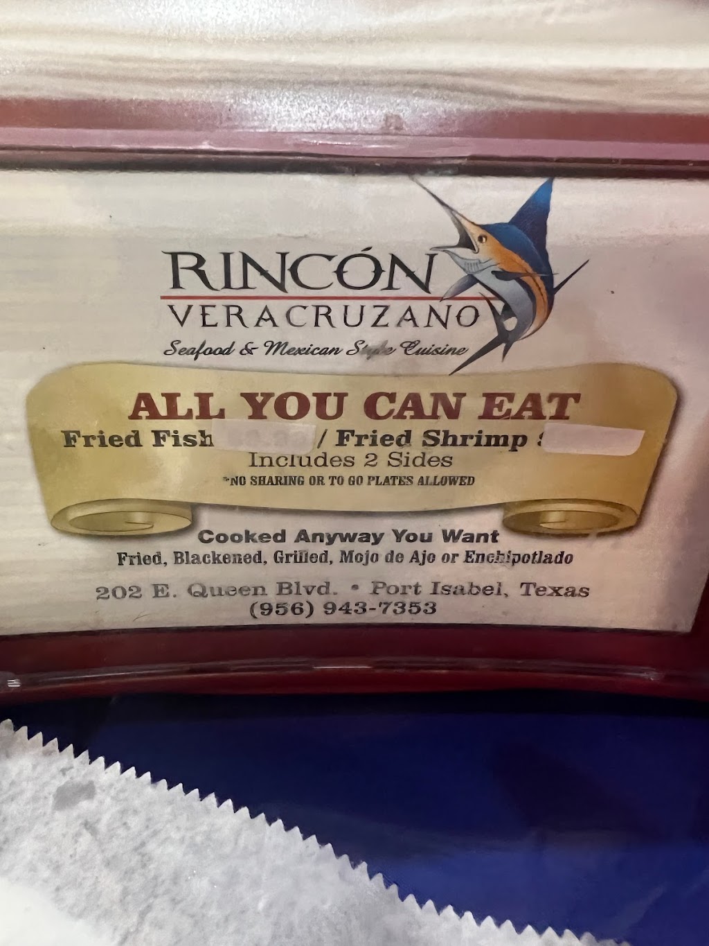 Rincon Veracruzano | restaurant | 202 E Queen Isabella Blvd, Port Isabel, TX 78578, USA | 9569437353 OR +1 956-943-7353