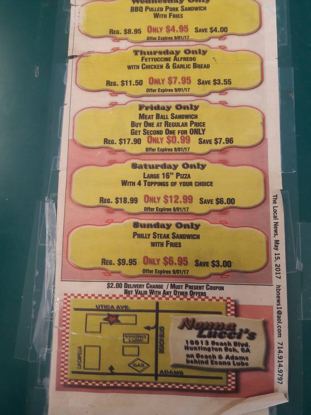 Nonna Luccis | restaurant | 19913 Beach Blvd, Huntington Beach, CA 92648, USA | 7145361160 OR +1 714-536-1160