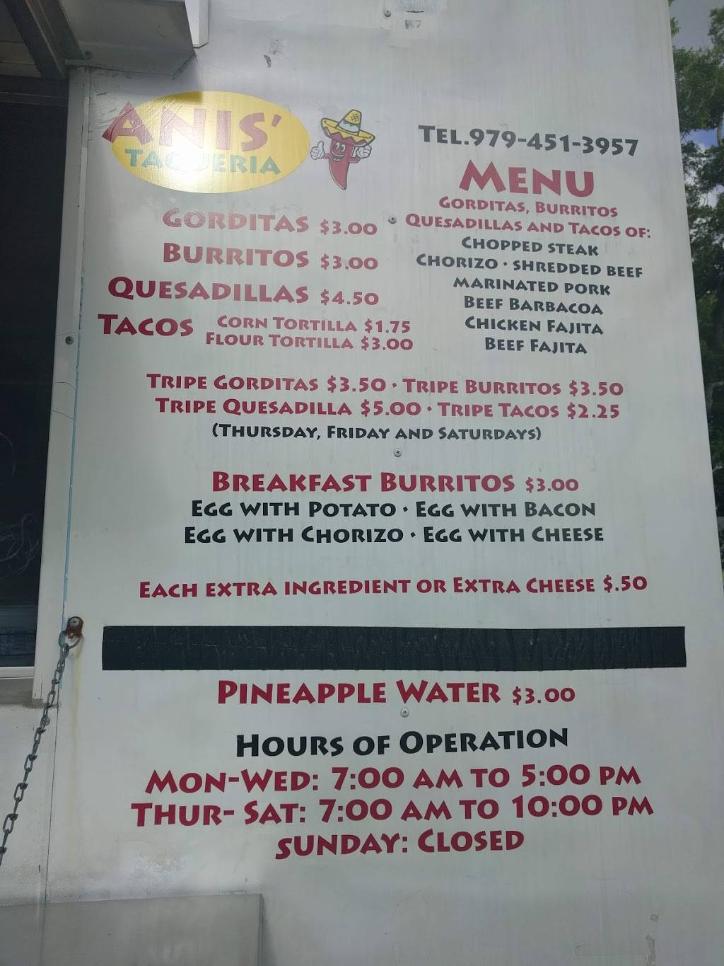 Anis Taqueria (Gorditas)& tacos all pastor | restaurant | 1600 S Day St, Brenham, TX 77833, USA | 9794513957 OR +1 979-451-3957