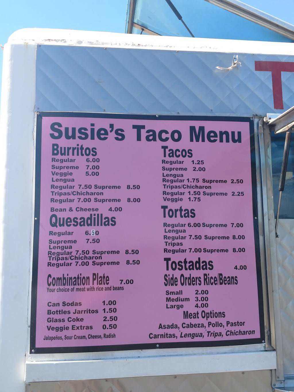 Susis Tacos | restaurant | 2177-2199 Parsons Ave, Merced, CA 95341, USA | 2093547885 OR +1 209-354-7885
