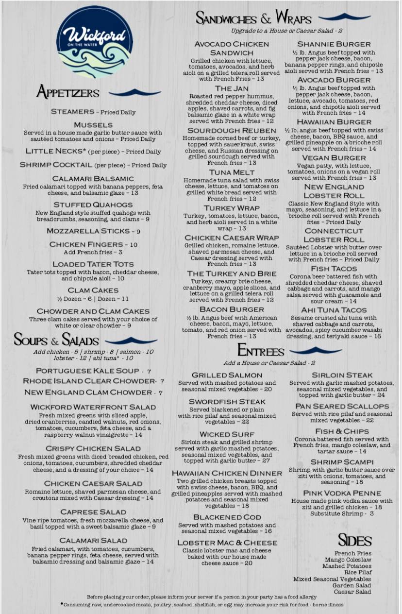 Wickford on the Water | restaurant | 83 Brown St, North Kingstown, RI 02852, USA | 4012947900 OR +1 401-294-7900