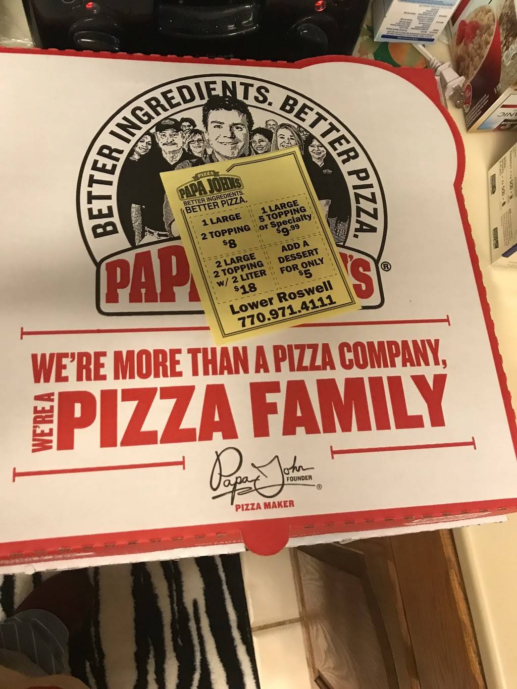 Papa Johns Pizza | restaurant | 4811 Lower Roswell Rd, Marietta, GA 30068, USA | 7709714111 OR +1 770-971-4111