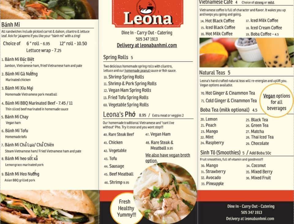Leona (Leona Banh Mi) | restaurant | 3250 Coors Blvd NW suite H, Albuquerque, NM 87120, USA | 5053471913 OR +1 505-347-1913
