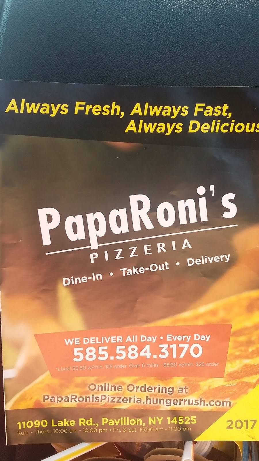 Paparonis | restaurant | 11090 Lake St, Pavilion, NY 14525, USA | 5855843170 OR +1 585-584-3170