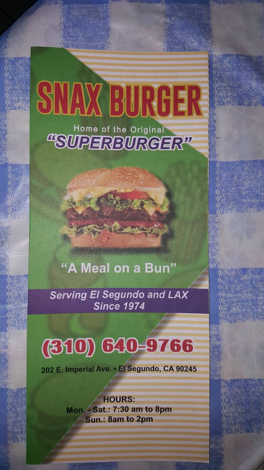 Snax Burgers | restaurant | 202 E Imperial Ave # B, El Segundo, CA 90245, USA | 3106409766 OR +1 310-640-9766