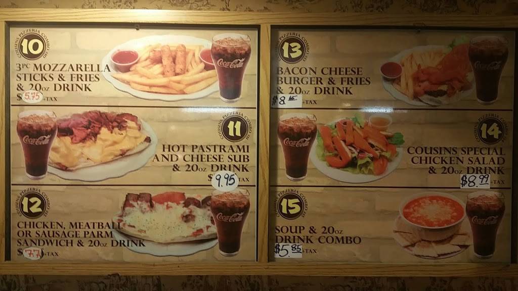 Cousins Pizza & Restaurant | restaurant | 543 Bloomfield Ave, Bloomfield, NJ 07003, USA | 9736808200 OR +1 973-680-8200