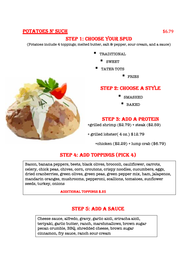 Smashed Potatoes N Such | restaurant | 5833 Dorr St, Toledo, OH 43615, USA | 4197697634 OR +1 419-769-7634