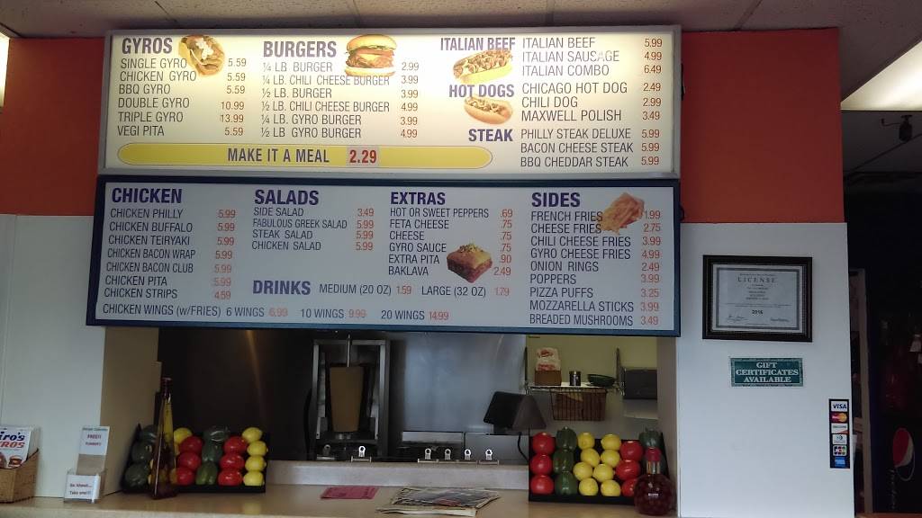 Niros Gyros | restaurant | 855 W Cook St, Manteno, IL 60950, USA | 8154683400 OR +1 815-468-3400