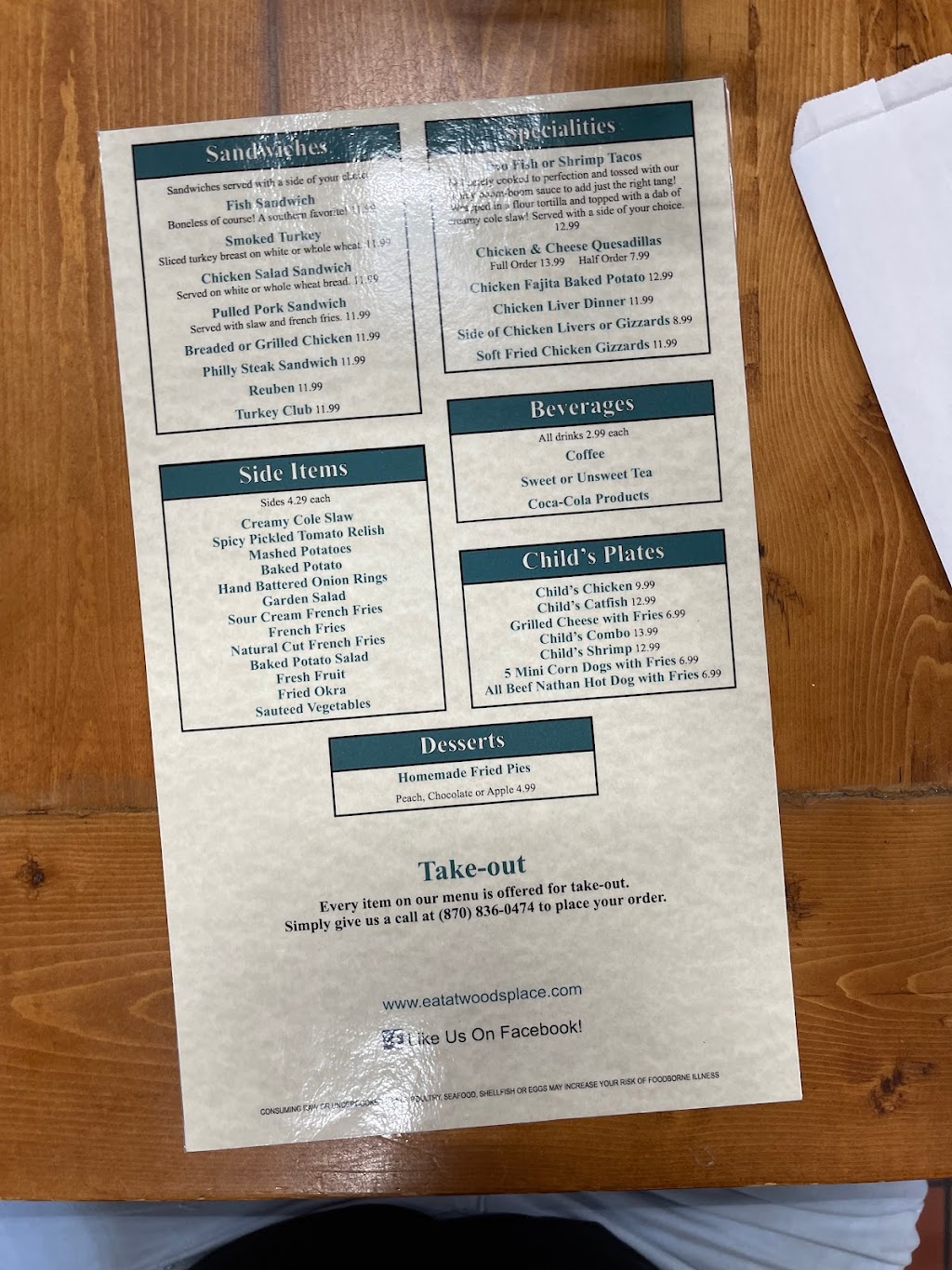 Woods Place | restaurant | 1173 W Washington St, Camden, AR 71701, USA | 8708360474 OR +1 870-836-0474