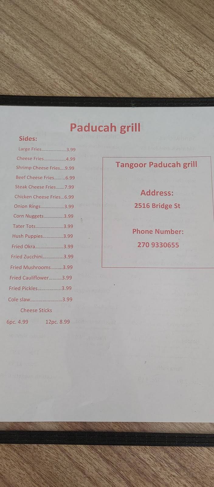 Tangoor Paducah grill | restaurant | 2516 Bridge St, Paducah, KY 42003, USA | 2709330655 OR +1 270-933-0655