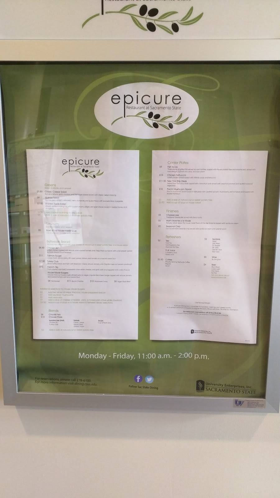 Epicure | restaurant | Hornet Athletic Center, 6000 J St, Sacramento, CA 95819, USA | 9162786100 OR +1 916-278-6100