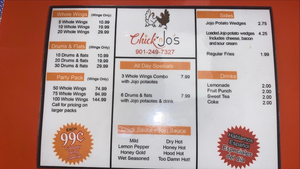 Chick N Jos | restaurant | 2870 S Perkins Rd, Memphis, TN 38118, USA | 9012497327 OR +1 901-249-7327
